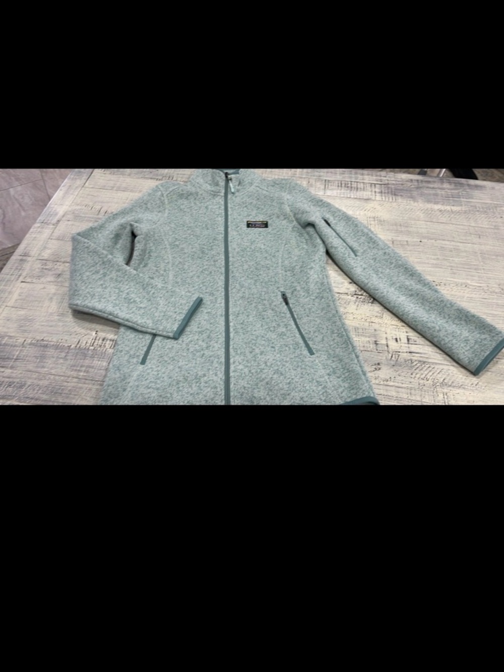 L.L. Bean Women's Heathered Light Teal Full-Zip Teddy Jacket